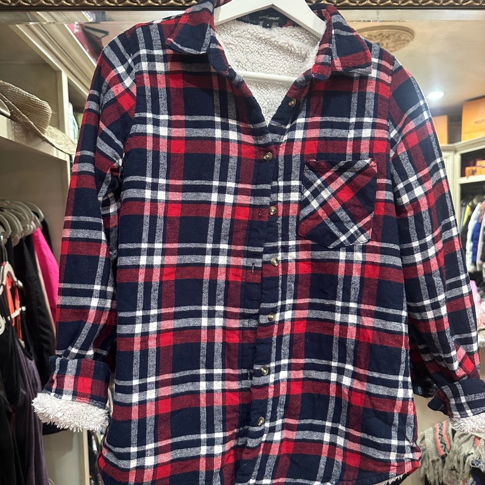 Ambiance Red and Blue Checkered Jacket